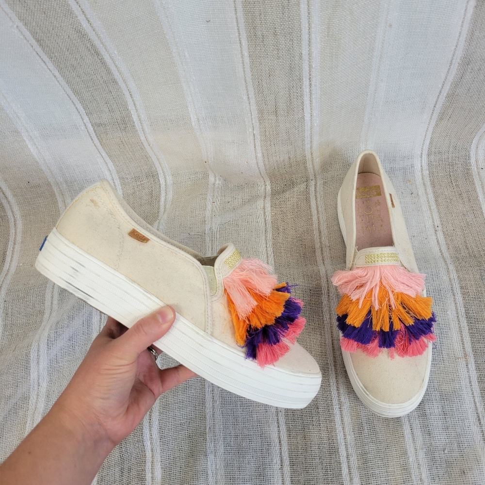 Keds‎ Lolita Triple Decker Fringe Shoes Loafers White Size 9